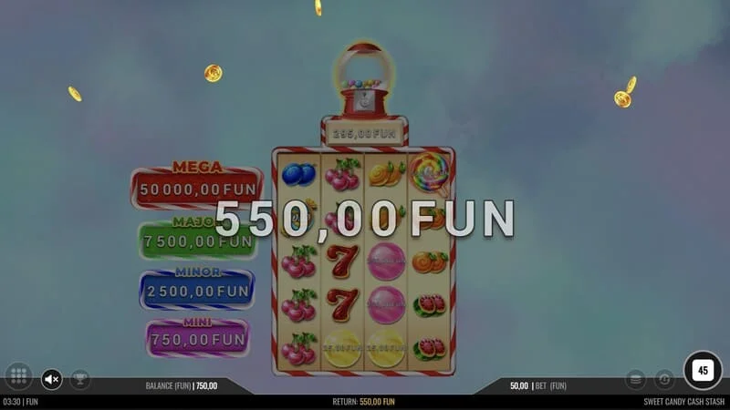 Sweet Candy Cash Stash - grundspelet med en vinstlinje